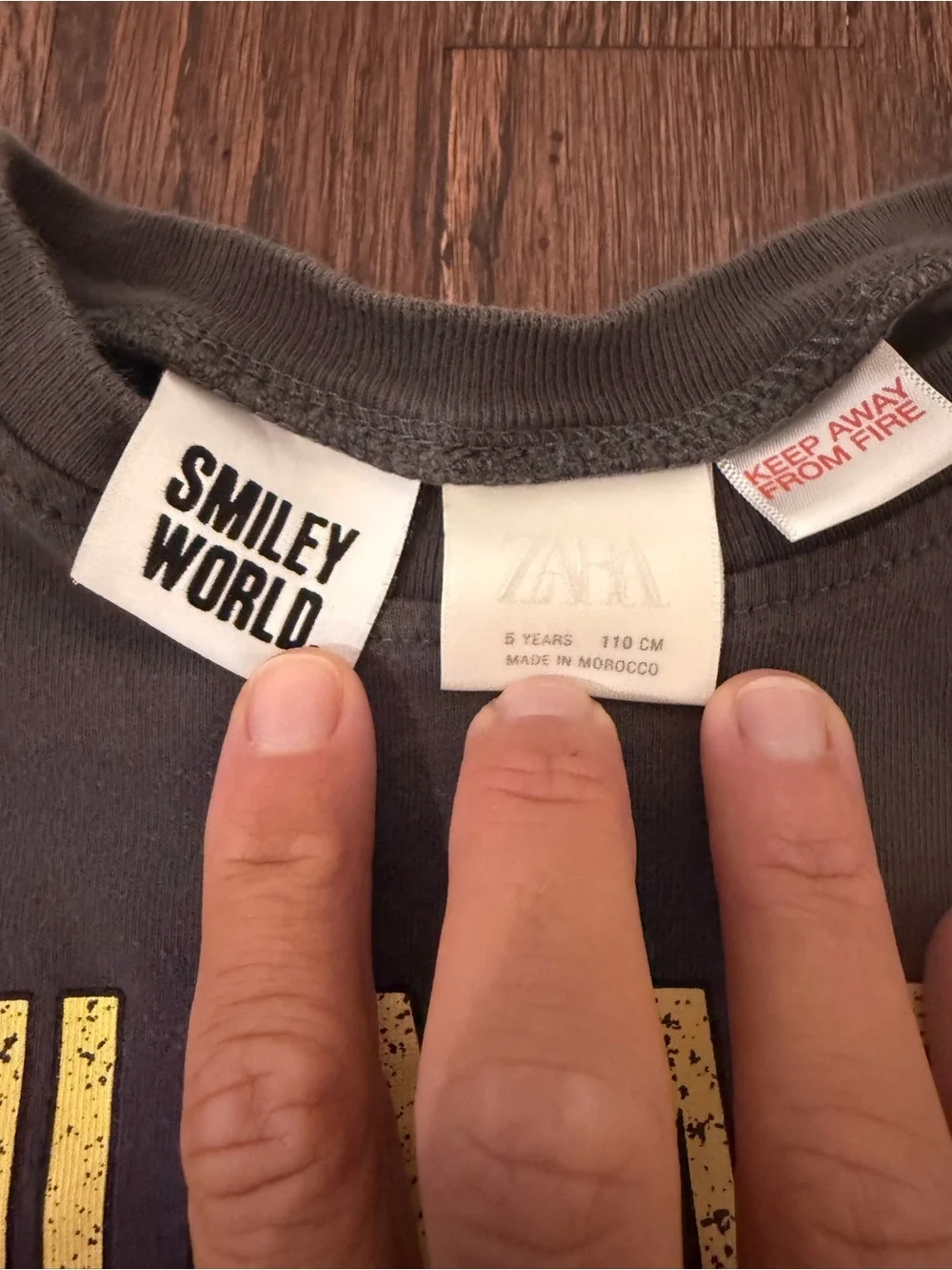 Zara Kids Smileyworld Long-Sleeve Sweatshirt - Charcoal with Yellow & Pink